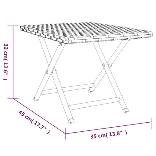 Foldbart bord 45x35x32 cm polyrattan sort