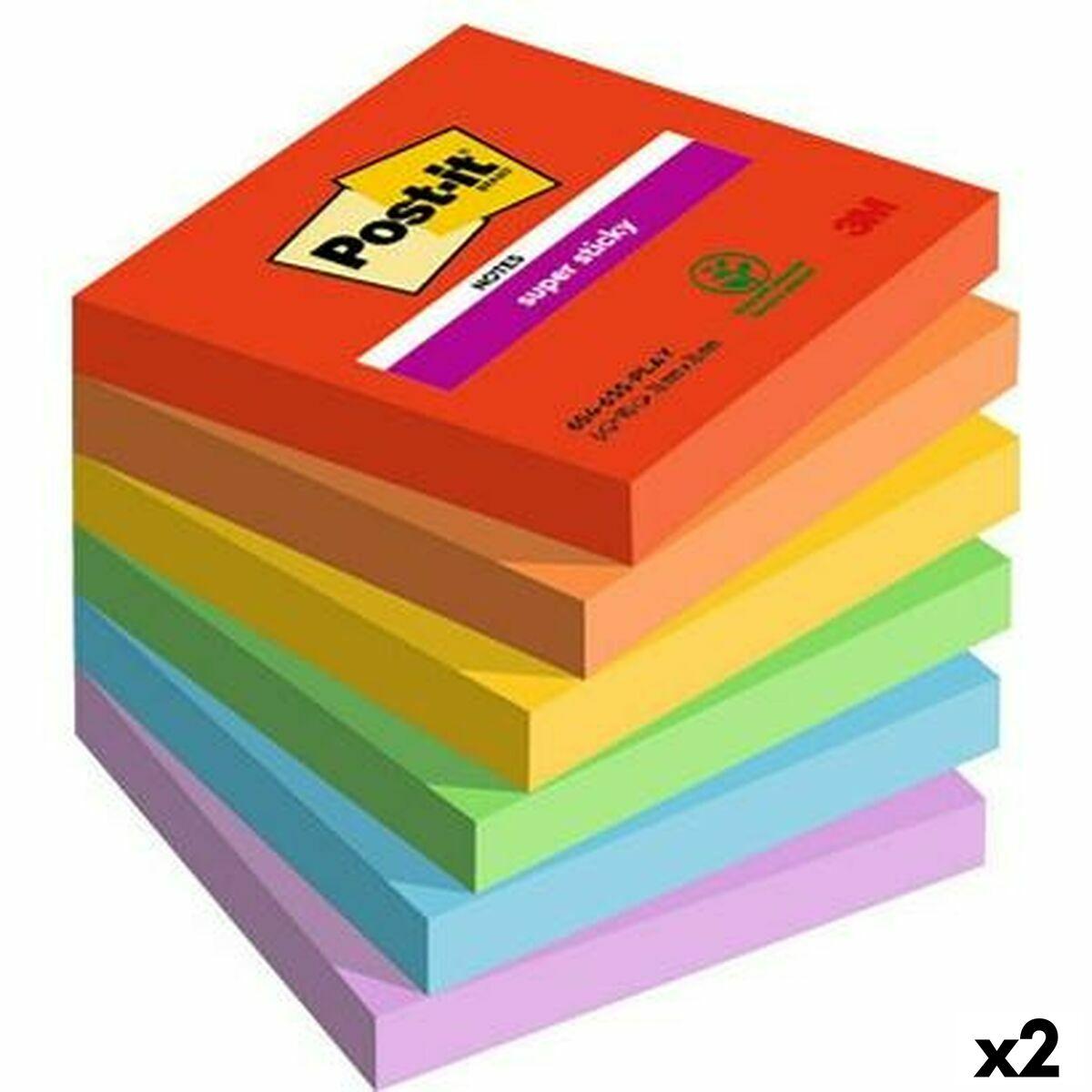 Post-it Super Sticky klæbende huskesedler, multifarvet 76 × 76 mm - 6 blokke (2 enheder)