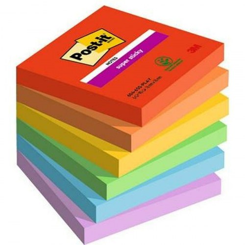 Post-it Super Sticky klæbende huskesedler, multifarvet 76 × 76 mm - 6 blokke (2 enheder)