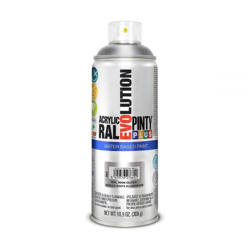 Spraymaling vandbaseret Pintyplus Evolution RAL 9006 White Aluminium 400 ml