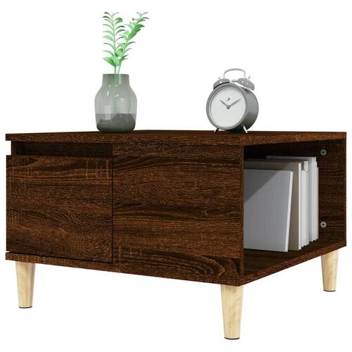 Sofabord 55x55x36,5 cm konstrueret træ brun egetræsfarve