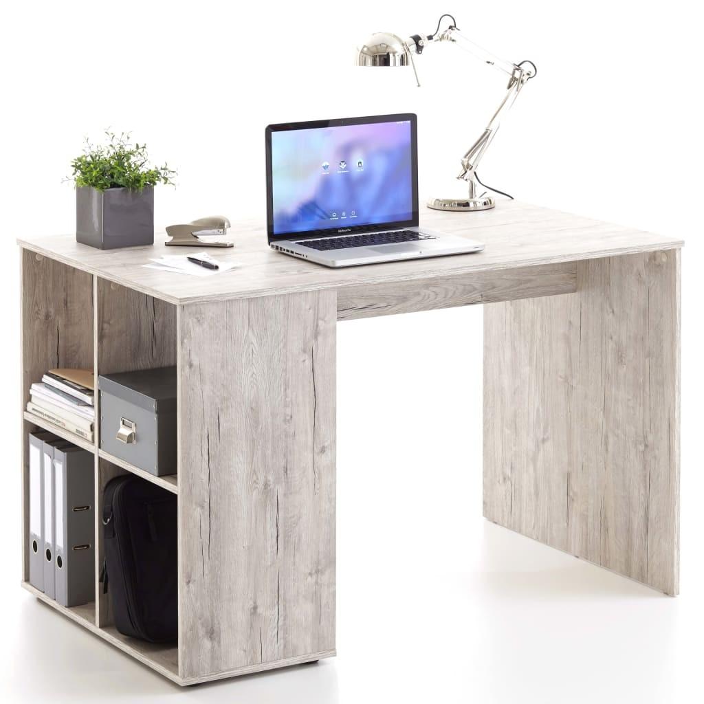 skrivebord med sidehylder 117 x 73 x 75 cm sand-egetræsfarve