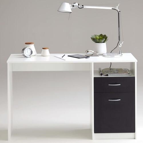 skrivebord med 1 skuffe 123 x 50 x 76,5 cm hvid og sort
