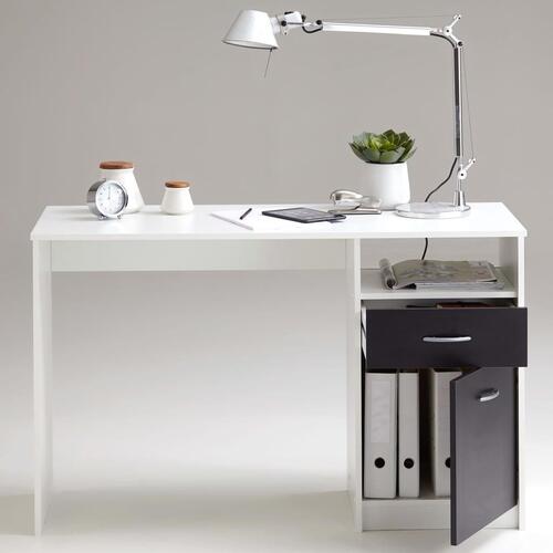 skrivebord med 1 skuffe 123 x 50 x 76,5 cm hvid og sort
