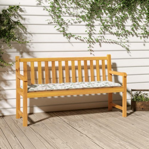 Hynder til havebænk, 2-delt sæt i oxfordstof - bladmønster, 180 × 50 × 7 cm