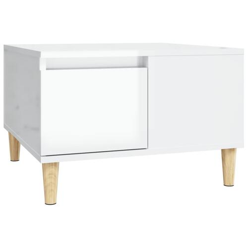 Sofabord 55x55x36,5 cm konstrueret træ hvid højglans