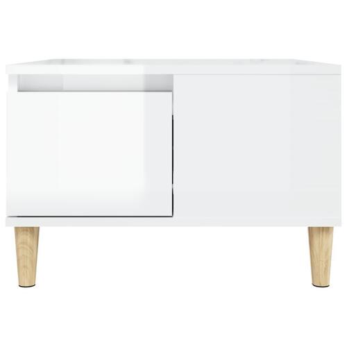 Sofabord 55x55x36,5 cm konstrueret træ hvid højglans