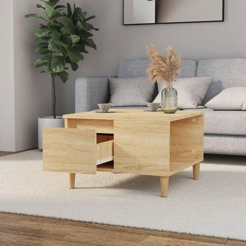 Sofabord 55x55x36,5 cm konstrueret træ sonoma-eg