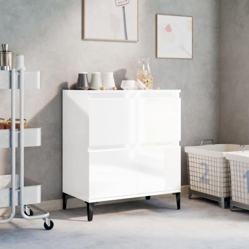 Skænk 60x35x70 cm konstrueret træ hvid højglans