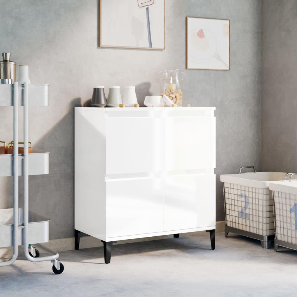 Skænk 60x35x70 cm konstrueret træ hvid højglans