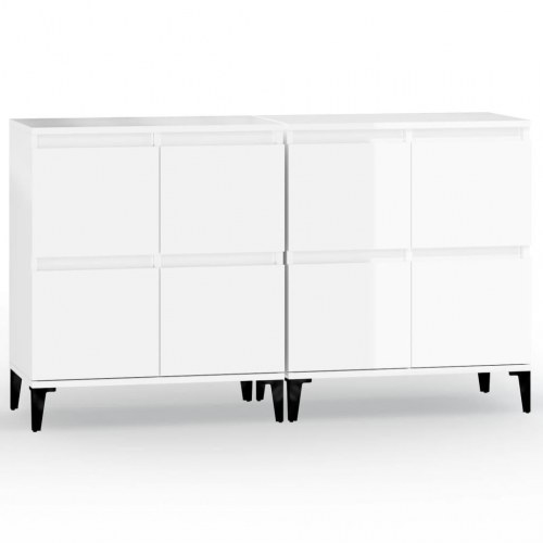 Skænke 2 stk. 60x35x70 cm konstrueret træ hvid højglans