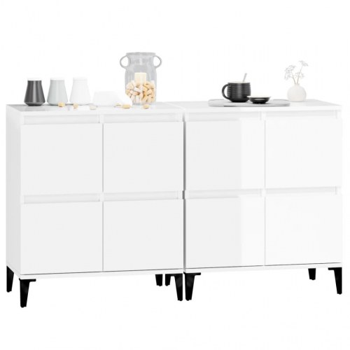 Skænke 2 stk. 60x35x70 cm konstrueret træ hvid højglans
