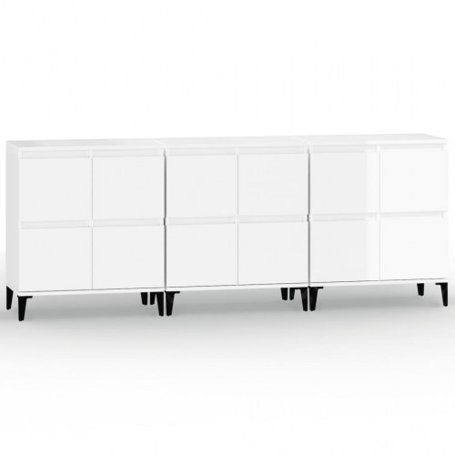 Skænke 3 stk. 60x35x70 cm konstrueret træ hvid højglans
