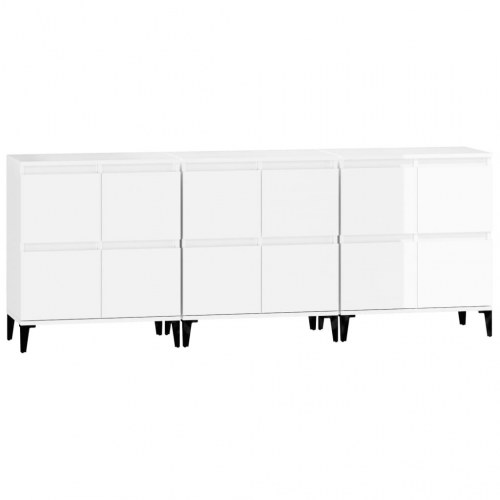 Skænke 3 stk. 60x35x70 cm konstrueret træ hvid højglans