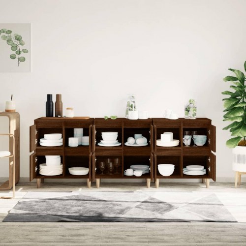 Skænke 3 stk. 60x35x70 cm konstrueret træ brun egetræsfarve
