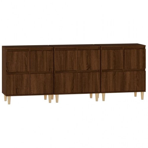 Skænke 3 stk. 60x35x70 cm konstrueret træ brun egetræsfarve