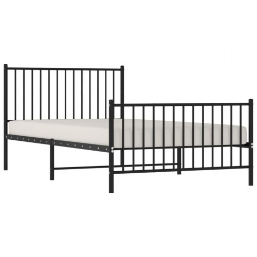 Sengeramme i metal med sengegavl og fodgærde 107×203 cm - sort