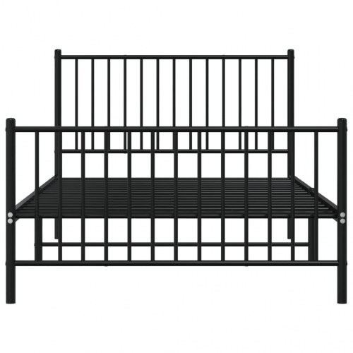 Sengeramme i metal med sengegavl og fodgærde 107×203 cm - sort