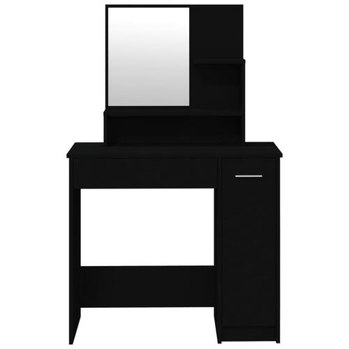 Makeupbord med spejl 86,5x35x136 cm sort