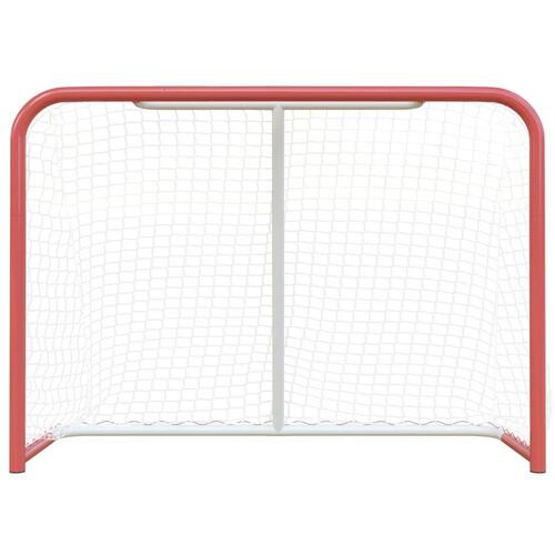 Hockeymål med net 153x60x118 cm stål og polyester rød og hvid