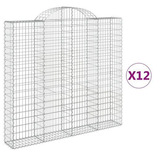 Buede gabionkurve 12 stk. 200x30x180/200 cm galvaniseret jern