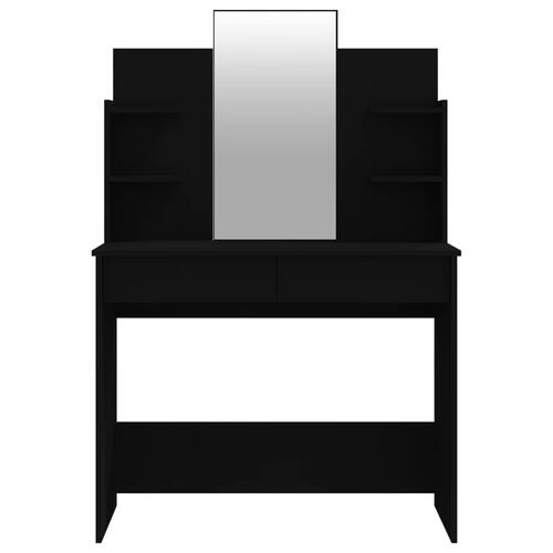 Makeupbord med spejl 96x40x142 cm sort