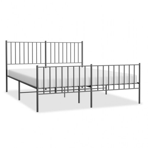 Sengeramme med sengegavl og fodgærde 135×190 cm - metal, sort
