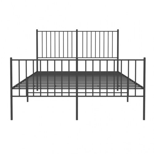 Sengeramme med sengegavl og fodgærde 135×190 cm - metal, sort
