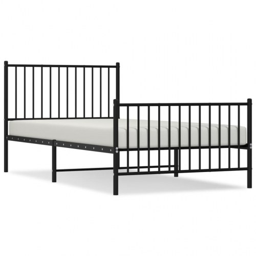 Sengeramme i metal med gavl og fodgærde 100×200 cm - sort