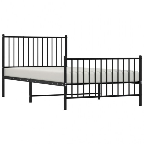 Sengeramme i metal med gavl og fodgærde 100×200 cm - sort