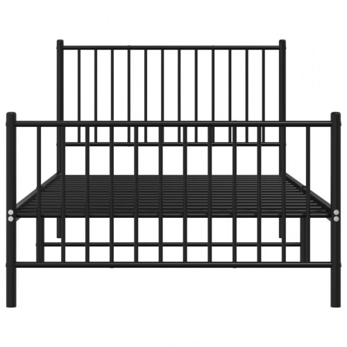 Sengeramme i metal med gavl og fodgærde 100×200 cm - sort