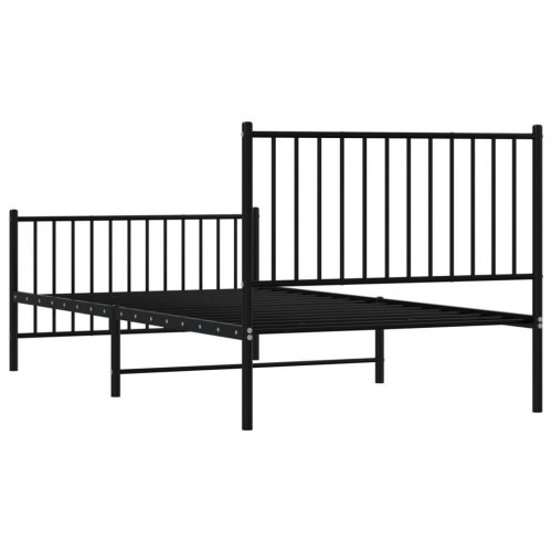 Sengeramme i metal med gavl og fodgærde 100×200 cm - sort
