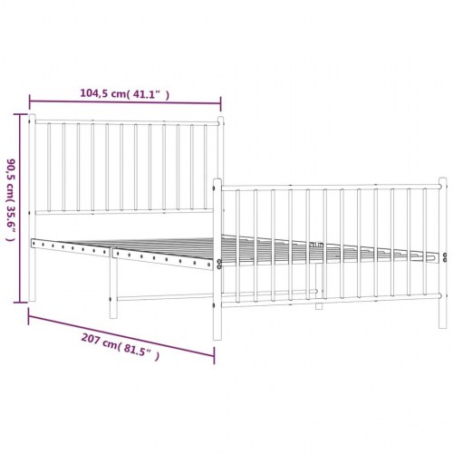 Sengeramme i metal med gavl og fodgærde 100×200 cm - sort