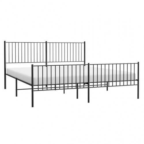 Sengeramme i metal med gavl og fodgærde 193×203 cm - sort