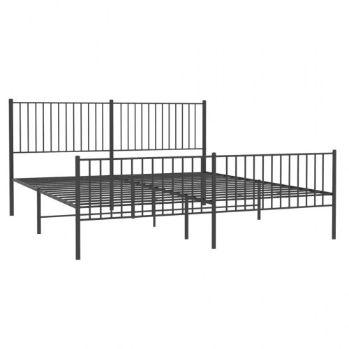 Sengeramme i metal med gavl og fodgærde 193×203 cm - sort