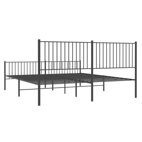 Sengeramme i metal med gavl og fodgærde 193×203 cm - sort