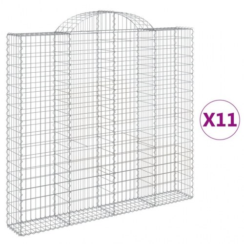 Buede gabionkurve 11 stk. 200x30x180/200 cm galvaniseret jern