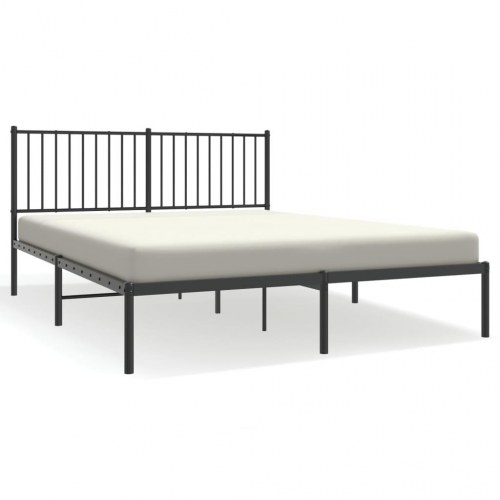 Sengeramme med sengegavl 160x200 cm metal sort