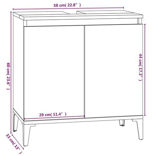 Underskab til håndvask 58x33x60 cm konstrueret træ røget eg