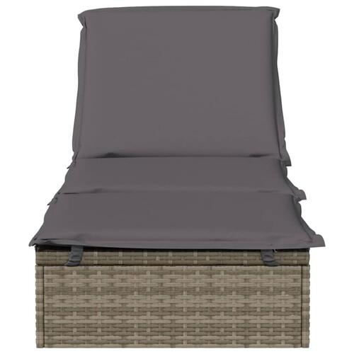 Liggestol 1 stk. med hynde 201x55x62 cm polyrattan grå