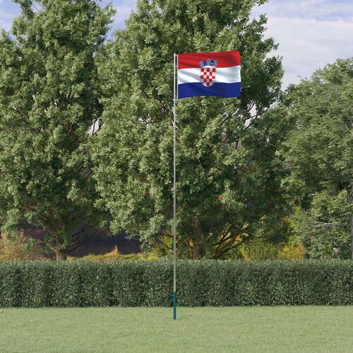 Kroatien flag og flagstang 5,55 m aluminium