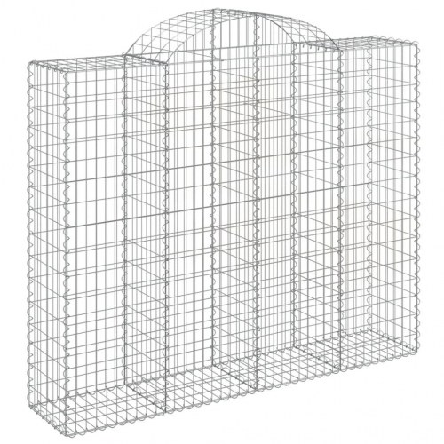 Buet gabionkurv 200×50×160/180 cm i galvaniseret jern - dekorativ stenvæg til haveafskærmning
