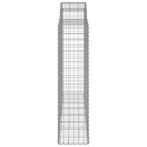 Buet gabionkurv 200×50×160/180 cm i galvaniseret jern - dekorativ stenvæg til haveafskærmning