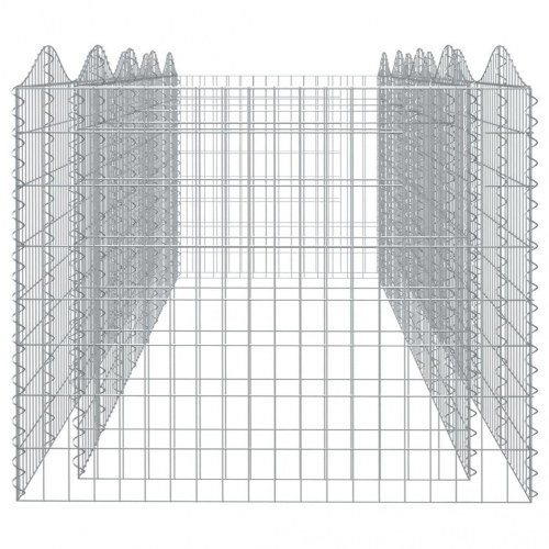 Buet gabion-højbed 400 × 100 × 100 cm - galvaniseret jern