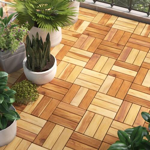 Terrassebrædder 20 stk. 30x30 cm massivt teaktræ