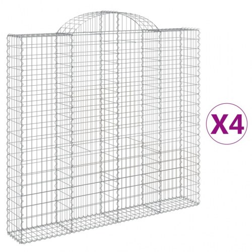 Buede gabionkurve - 4 stk. 200 × 30 × 180/200 cm i galvaniseret jern