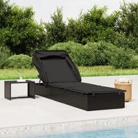 Liggestol med foldbart tag 213x63x97 cm polyrattan sort