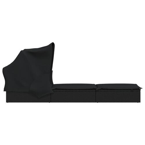 Liggestol med foldbart tag 213x63x97 cm polyrattan sort
