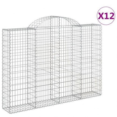 Buede gabionkurve - 12 stk. 200 × 30 × 140/160 cm i galvaniseret jern