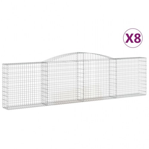 Buede gabionkurve - 8 stk. 400×30×100/120 cm i galvaniseret jern